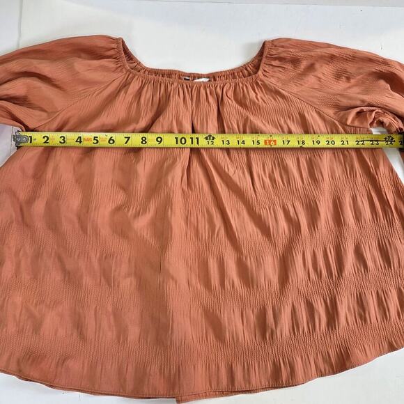 Elizabeth and James Off The Shoulder Boho Oversize Rust Orange Blouse Size M - Picture 3 of 9
